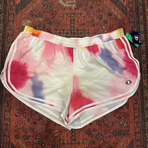 Champion NWT 2XL Womens 3.5in Varsity Short Gym Pink Tye Dye